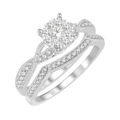 Round Shape Lovebright Diamond Wedding Set