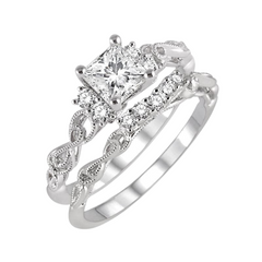Princess Shape Diamond Wedding Set