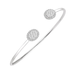 Stackable Oval Shape Halo Lovebright Essential Diamond Open Cuff Bangle
