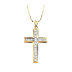 Channel Set Cross Diamond Pendant