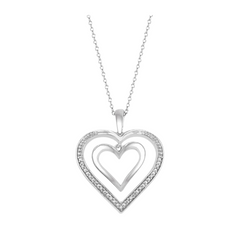 Silver Double Heart Shape Diamond Fashion Pendant