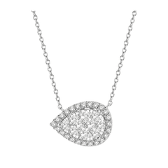 Pear Shape East-West Halo Lovebright Essential Diamond Pendant