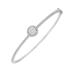 Stackable Round Shape Halo Lovebright Essential Diamond Bangle