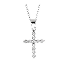 Silver Cross Petite Diamond Pendant