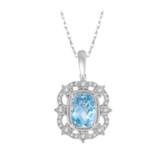 Cushion Shape Gemstone & Diamond Pendant