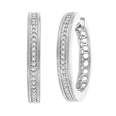 Silver Diamond Hoop Earrings