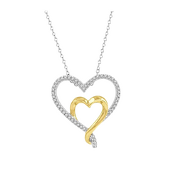 Double Heart Shape Diamond Fashion Pendant