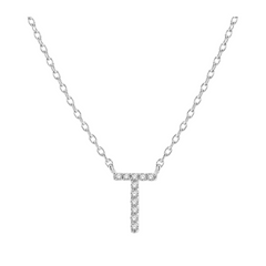 Block 'T' Initial Diamond Pendant