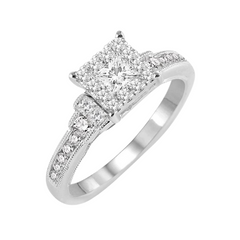 Princess Shape Lovebright Diamond Engagement Ring