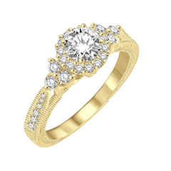 Round Shape Halo Diamond Engagement Ring