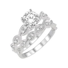 Round Shape Diamond Wedding Set