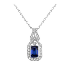 Emerald Shape Gemstone & Halo Diamond Pendant