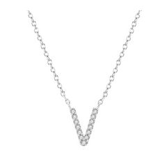 Block 'V' Initial Diamond Pendant