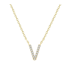 Block 'V' Initial Diamond Pendant