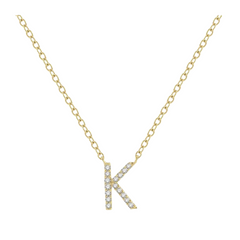 Block 'K' Initial Diamond Pendant