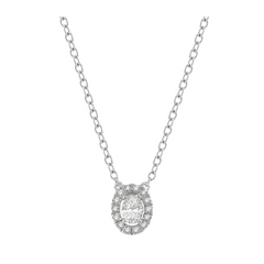Oval Shape East-West Petite Halo Diamond Fashion Pendant