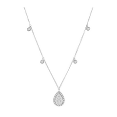 Pear Shape Halo Lovebright Diamond Necklace
