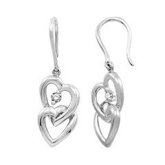 Twin Heart Shape Diamond Fashion Earrings