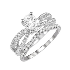 Oval Shape Diamond Wedding Set