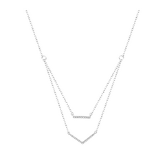 Bar & V-Layered Diamond Necklace