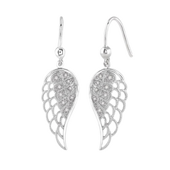 Silver Angel Wings Diamond Fashion Earrings