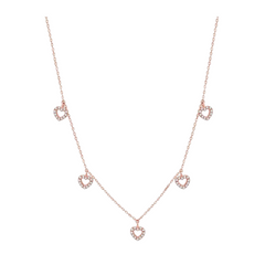 Heart Shape Diamond Station Necklace