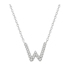 Block 'W' Initial Diamond Pendant