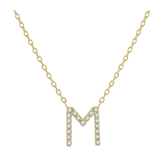 Block 'M' Initial Diamond Pendant
