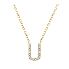 Block 'U' Initial Diamond Pendant
