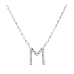 Block 'M' Initial Diamond Pendant