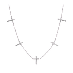 Cross Diamond Station Necklace