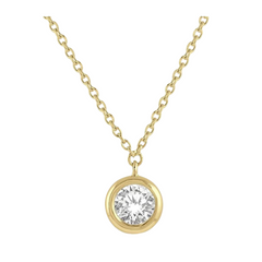 Round Shape Bezel Set Diamond Pendant