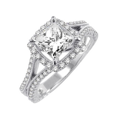 Princess Shape Halo Diamond Engagement Ring