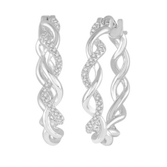 Twisted Diamond Fashion Hoop Earrings