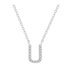 Block 'U' Initial Diamond Pendant