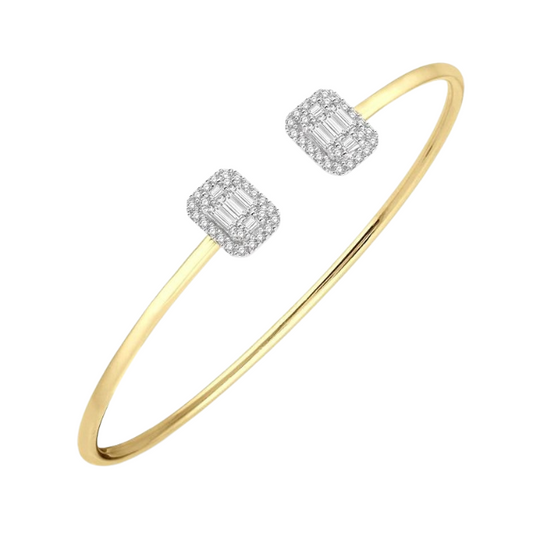 Stackable Halo Fusion Diamond Open Cuff Bangle