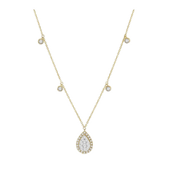 Pear Shape Halo Lovebright Diamond Necklace