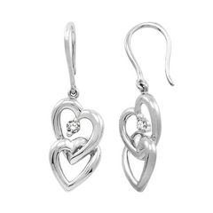 Twin Heart Shape Diamond Fashion Earrings