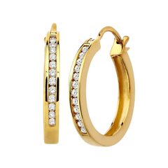 Channel Set Diamond Hoop Earrings
