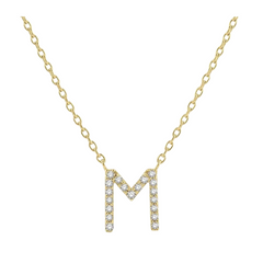 Block 'M' Initial Diamond Pendant