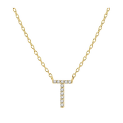 Block 'T' Initial Diamond Pendant
