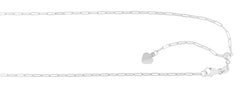 White Gold Polished Adjustable Paperclip Necklace