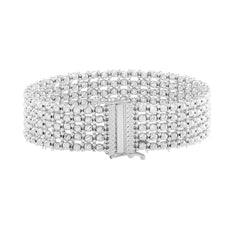 White Gold Diamond Cut/ Textured Pallina Beads Bracelet