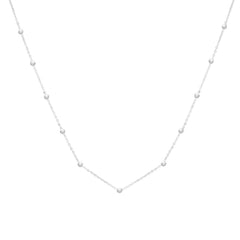 White Gold Diamond Cut/ Textured Pallina Beads Necklace
