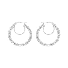 White Gold Diamond Cut/ Textured The Ice Chain Earring