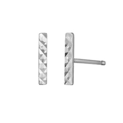 White Gold Diamond Cut/ Textured Fashion Stud Earrings Earring