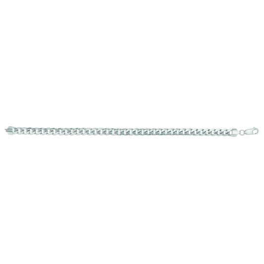 White Gold Polished Semi-solid Miami Cuban Bracelet