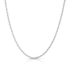 White Gold Polished Lite Rope Necklace