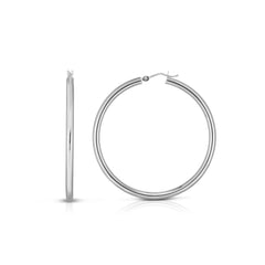 White Gold Polished Classic Polished Hoop Earring