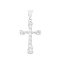 White Gold Diamond Cut/ Textured Crosses Charm